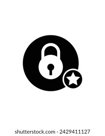 lock with star icon, vector best flat icon.