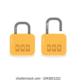 Lock with Stars Password Vector Illustration in Flat Style Design