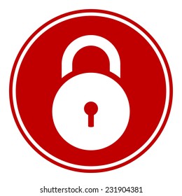 Lock symbol button on white background. Vector illustration.