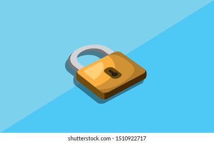 Lock symbol. Flat Isometric Icon or Logo. 3D Style Pictogram for Web Design, UI, Mobile App, Infographic. Vector Illustration on isolated background.