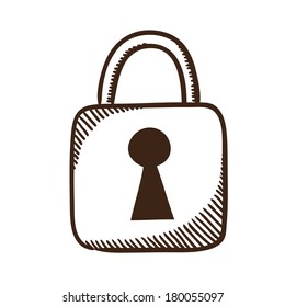 Lock symbol. Isolated sketch icon pictogram. Eps 10 vector illustration.