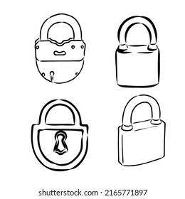 Lock Symbol. Isolated Sketch Icon Pictogram. Eps 10 Vector Illustration.