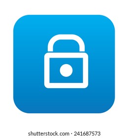 Lock symbol on blue button,clean vector