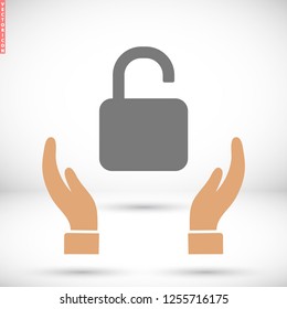 lock symbol on gray background