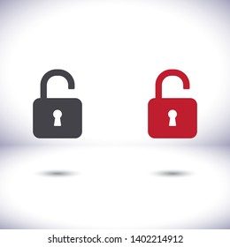 lock symbol on gray background , lorem ipsum Flat design