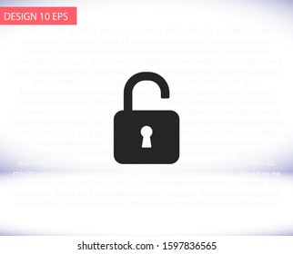 lock symbol on gray background , lorem ipsum Flat design