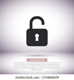 lock symbol on gray background , lorem ipsum Flat design