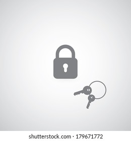 lock symbol on gray background 