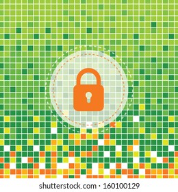 lock symbol on green background