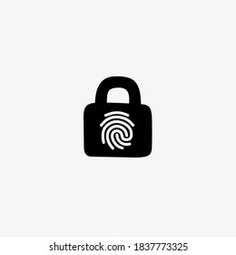 Lock symbol on white background. Fingerprint security icon logo vector 