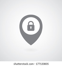 lock symbol pointer on gray background 