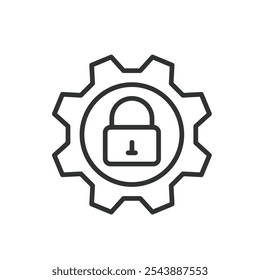 Tecnología de bloqueo, icono en diseño de línea. Bloqueo, tecnología, seguridad, sistema, cifrado, digital, dispositivo en el Vector de fondo blanco. Icono de trazo editable de tecnología de bloqueo