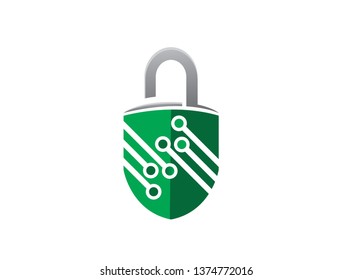 Lock technolory symbol guard for logo design illustrator, security tech icon
