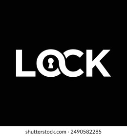 logo de diseño de texto con cerradura con tipografía creativa y moderna