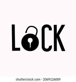 lock text logo , lock text simple icon