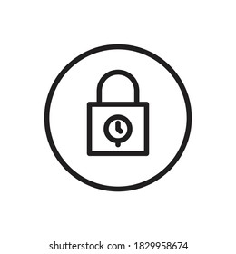 Bloquear (hora y fecha) vector de contorno de icono. aislado en fondo blanco