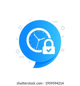lock and time icon with a clock, vector