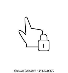 Lock, touch, gesture, security icon. Element of corruption icon. Thin line icon on white background