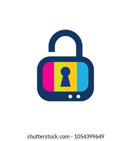 Lock Tv Logo Icon Design