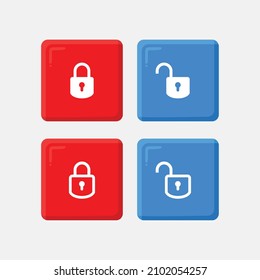 Lock and unlock 3d icon set vector of modern trend in the style of glass morphism with gradient. The collection includes 4 icons in a single style of business, finance, website, or etc.