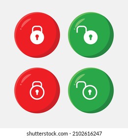 Lock and unlock 3d icon set vector of modern trend in the style of glass morphism with gradient. The collection includes 4 icons in a single style of business, finance, website, or etc.