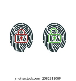 Lock and unlock finger print vector illustration