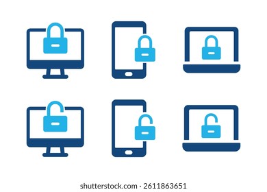 Lock unlock glyph solid icons