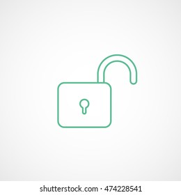 Lock Unlock Green Line Icon On White Background