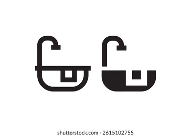 Lock and unlock icon in black silhouette Vector