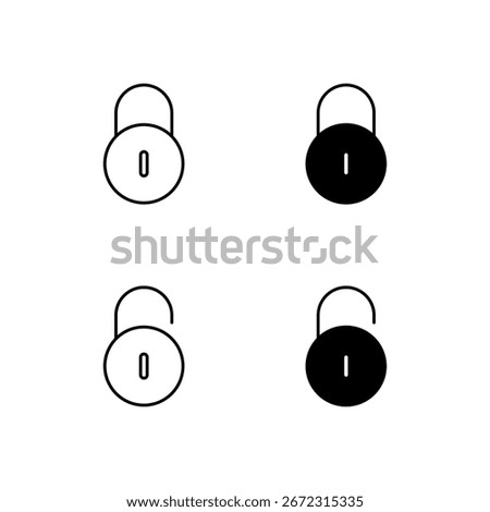 Lock and Unlock Icon Collection in Line and Solid Style