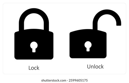 Lock and Unlock icon concept