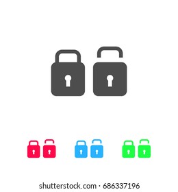 Lock and Unlock icon flat. Color pictogram on white background. Vector illustration symbol and bonus icons