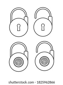 lock and unlock icon, line style
