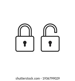 Lock and unlock icon in line style isolated on white background. Security symbol for website design, logo, app. Vector illustration design.