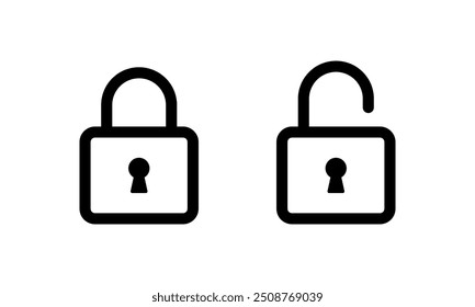 Lock and unlock icon in line style. Security padlock sign symbol
