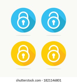 Lock and unlock icon on white background