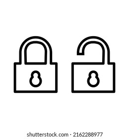 Lock and unlock icon on white background. Suitable for website design, logo, app, etc. Vector illustration design.