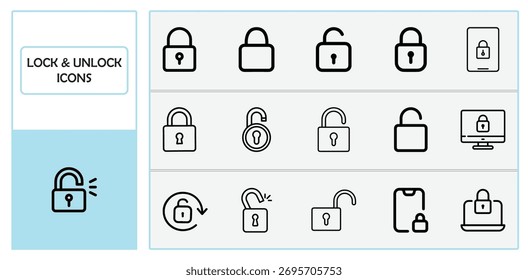Lock and unlock icon pack.