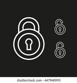 lock, unlock icon. protection image. set vector, eps.