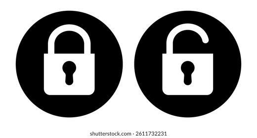 Lock unlock icon set black color