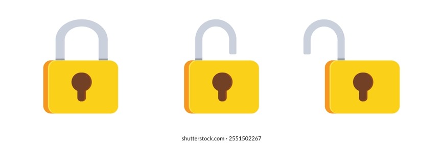 Lock and Unlock icon set. Padlock open and closed. Locked and unlocked icon. protection and security symbol. 