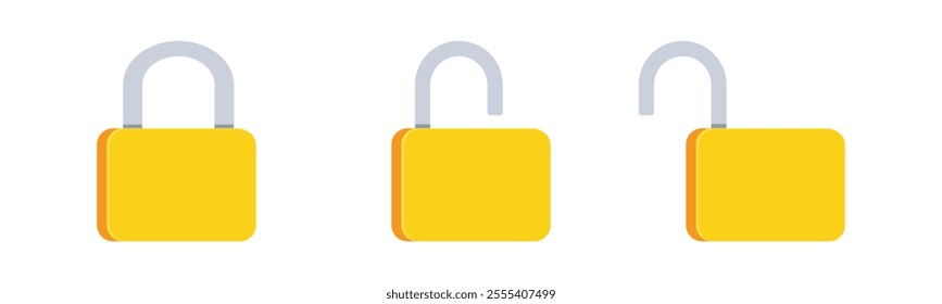 Lock and Unlock icon set. Padlock open and closed. Locked and unlocked icon. protection and security symbol. 