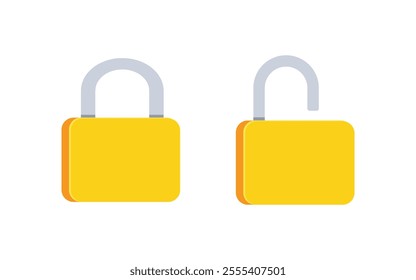 Lock and Unlock icon set. Padlock open and closed. Locked and unlocked icon. protection and security symbol. 