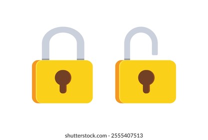 Lock and Unlock icon set. Padlock open and closed. Locked and unlocked icon. protection and security symbol. 
