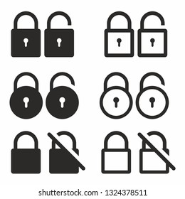 Lock unlock icon set secure vector