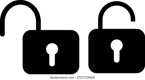 Lock unlock icon set. Security and protection symbols. Access markers sign. Privacy sign. Safety and digital access design
