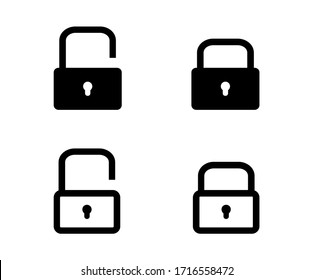 lock and unlock icon set, vector isolated