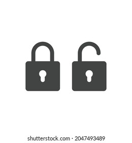 Lock and unlock icon. Simple solid style. Locker, open, closed, padlock, key, symbol, private, web, flat, password, safety, secure concept. Vector illustration isolated on white background EPS 10