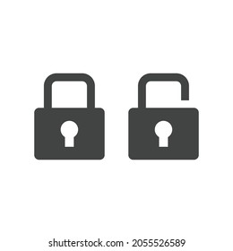 Lock and unlock icon. Simple solid style. Locker, open, closed, padlock, key, symbol, private, web, flat, password, safety, secure concept. Vector illustration isolated on white background EPS 10