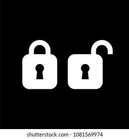 Lock unlock icon ui simple style flat illustration.